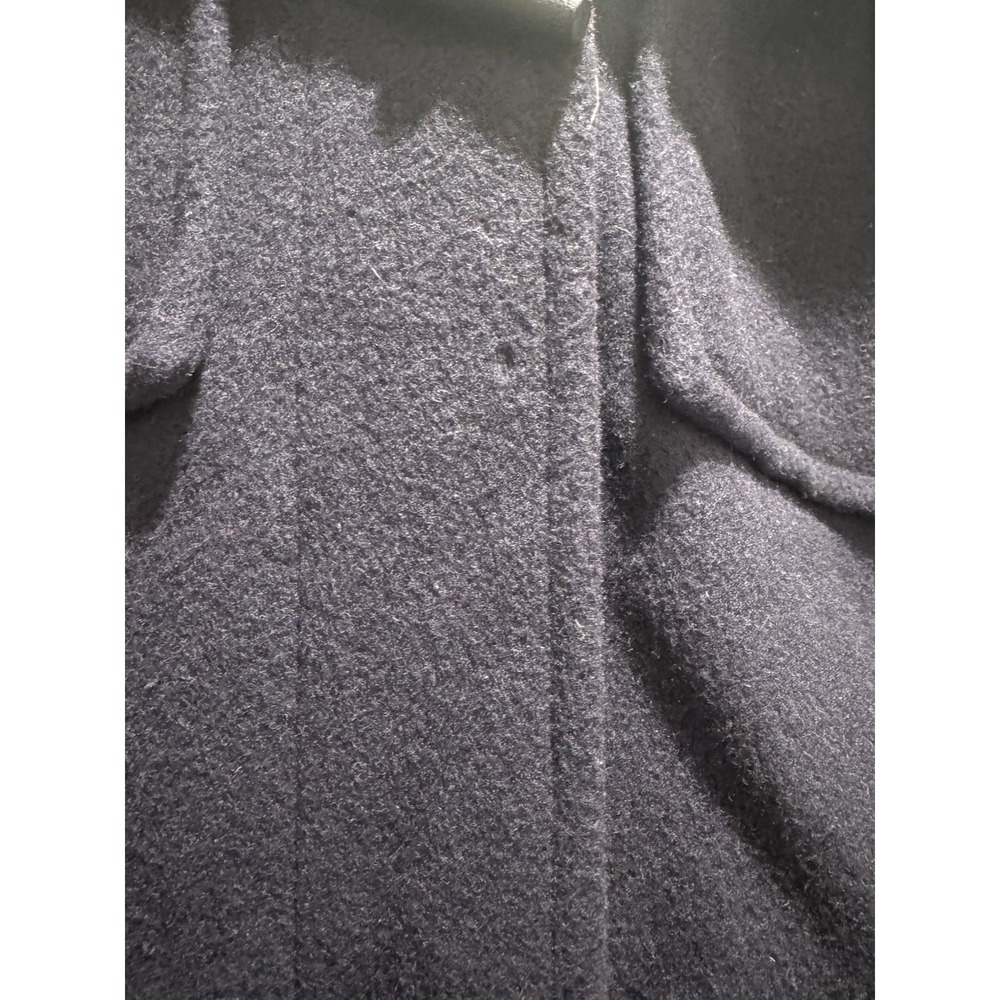 Vintage LL Bean Pea Coat Size 16 Navy Blue Wool Hooded Plaid Lining Made In USA - Picture 11 of 16